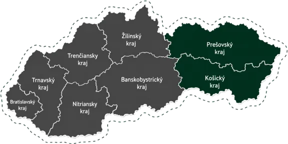 Prehľad krajov na mape Slovenska, kde najčastejšie realizujem montáž